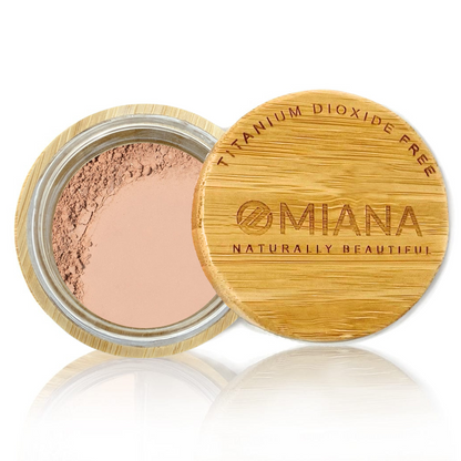 Omiana Outgoing Loose Powder Mineral Foundation - Without Mica, Titanium Dioxide, & More! - swatch on white background
